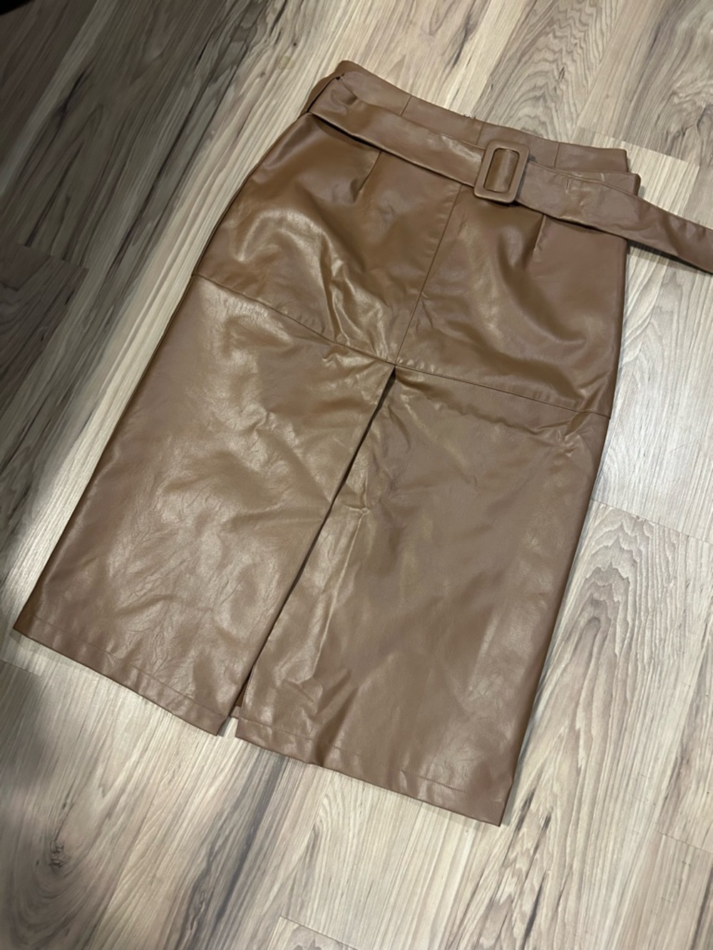 Pinch Chocolate Brown Faux Leather Pencil Skirt with Belt